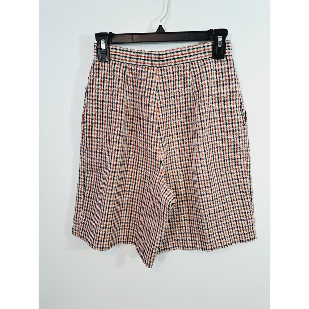 Toby Vintage Women's Cream Red Black Tweed Shorts High Rise Size 6 - Picture 2 of 8